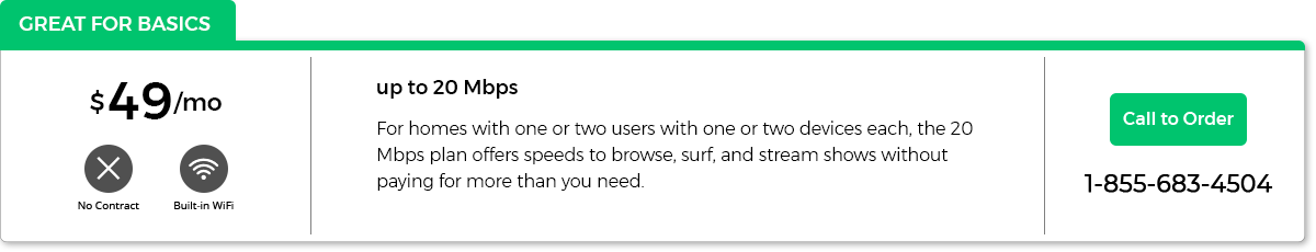 Basic 20 Mbps, $49/mo