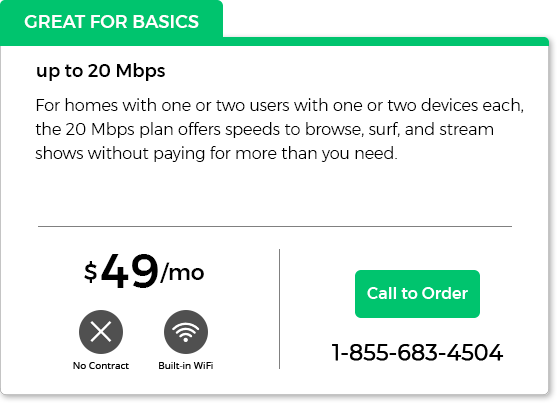 Basic 20 Mbps, $49/mo