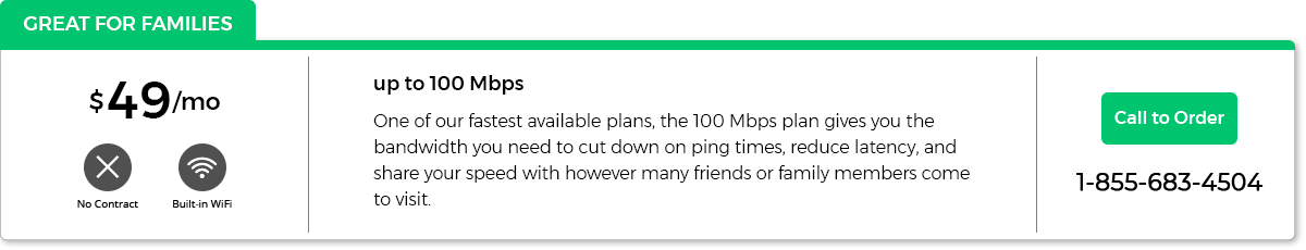 Family 100 Mbps, $49/mo