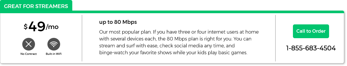 Stream 80 Mbps, $49/mo